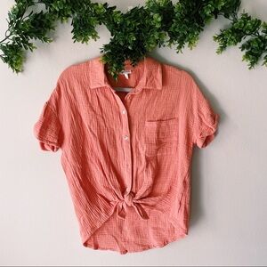 Self E Pink Gauze Button Up sz L